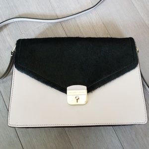 kate spade leather and calf hair crossbody bag